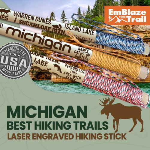 Best Michigan Trails Themed Walking Stick