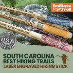 Best South Carolina Trails Themed Walking Stick - EmBlaze Your Trail