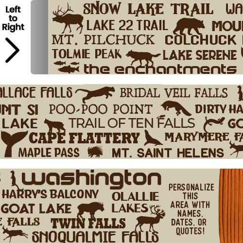 Best Washington Trails Themed Walking Stick - EmBlaze Your Trail