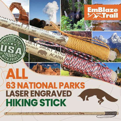 All 63 U.S. National Parks Hiking/Walking Stick