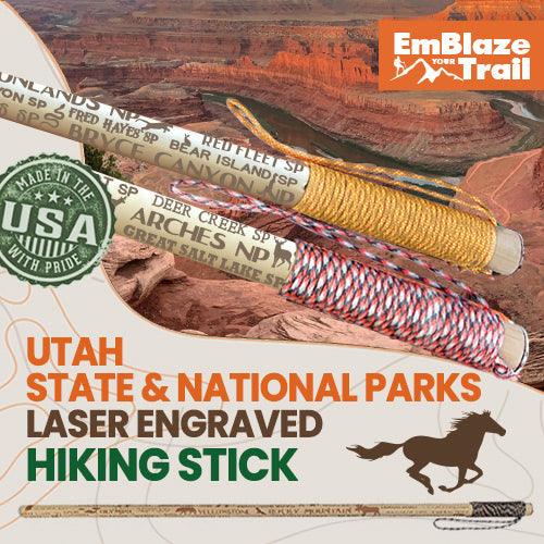 Utah National Parks/ State Parks Themed Hiking Stick - EmBlaze Your Trail