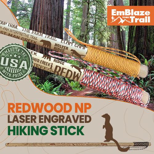 Redwood National Park Themed Hiking/Walking Stick - EmBlaze Your Trail