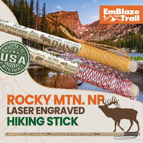 Rocky Mountain NP Themed Hiking Stick - EmBlaze Your Trail
