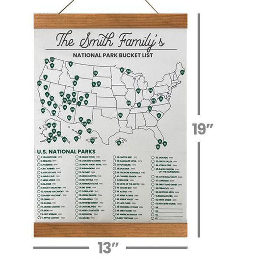 XL Personalized U.S. National Park Bucket List Map on Canvas - EmBlaze Your Trail