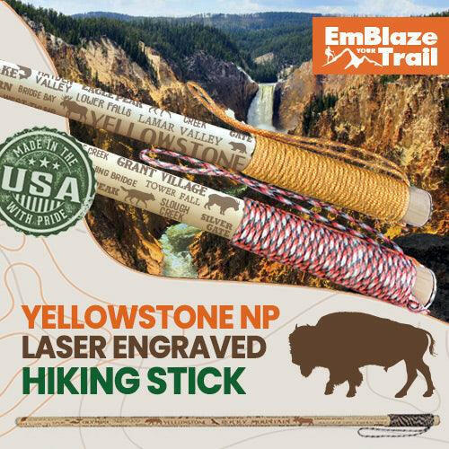 Yellowstone National Park Themed Hiking/Walking Stick - EmBlaze Your Trail