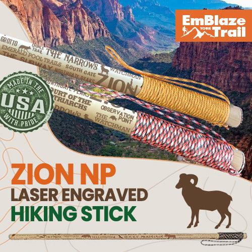 Zion National Park Themed Hiking/Walking Stick - EmBlaze Your Trail